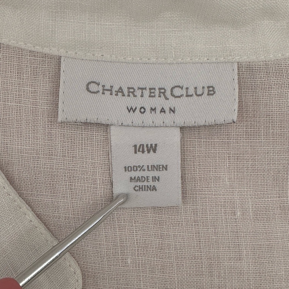 Charter Club Cream Linen Blouse 100% linen #A2 - Picture 6 of 9